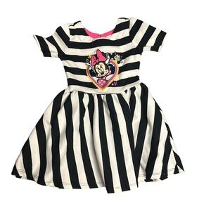 Disney Black and White Striped Minnie Mouse Dress